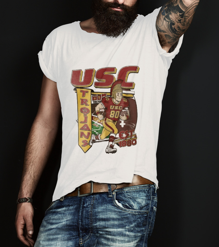 USC Trojans Football Player Cartoon Scoreboard Est 1880 T-Shirt