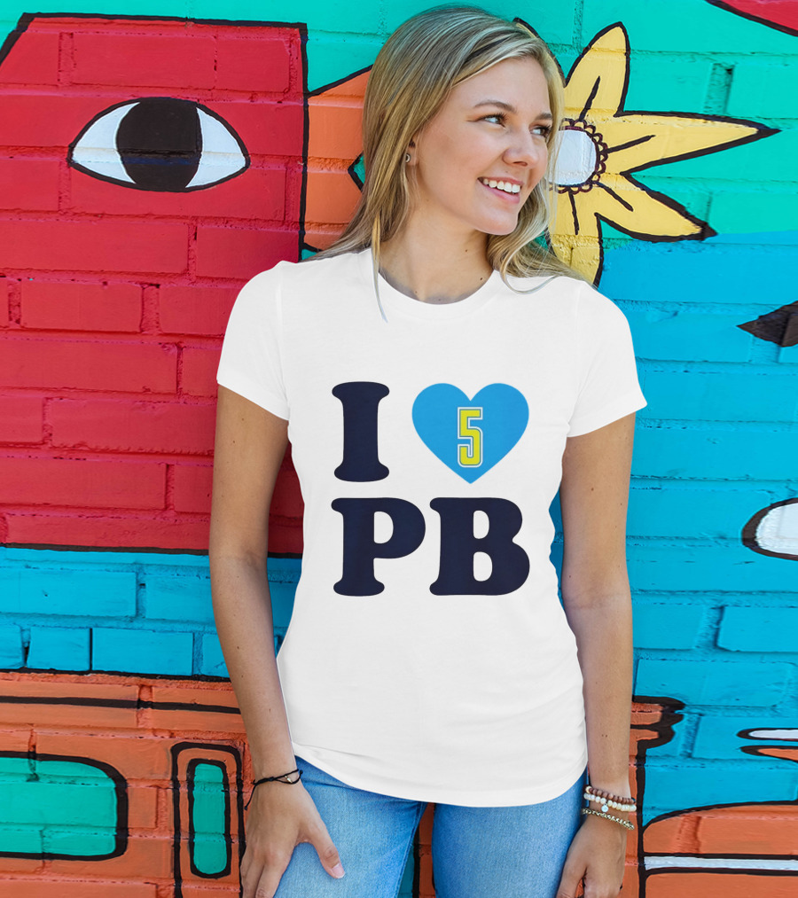 I Love PB Heart 5 Blue And Yellow T-Shirt