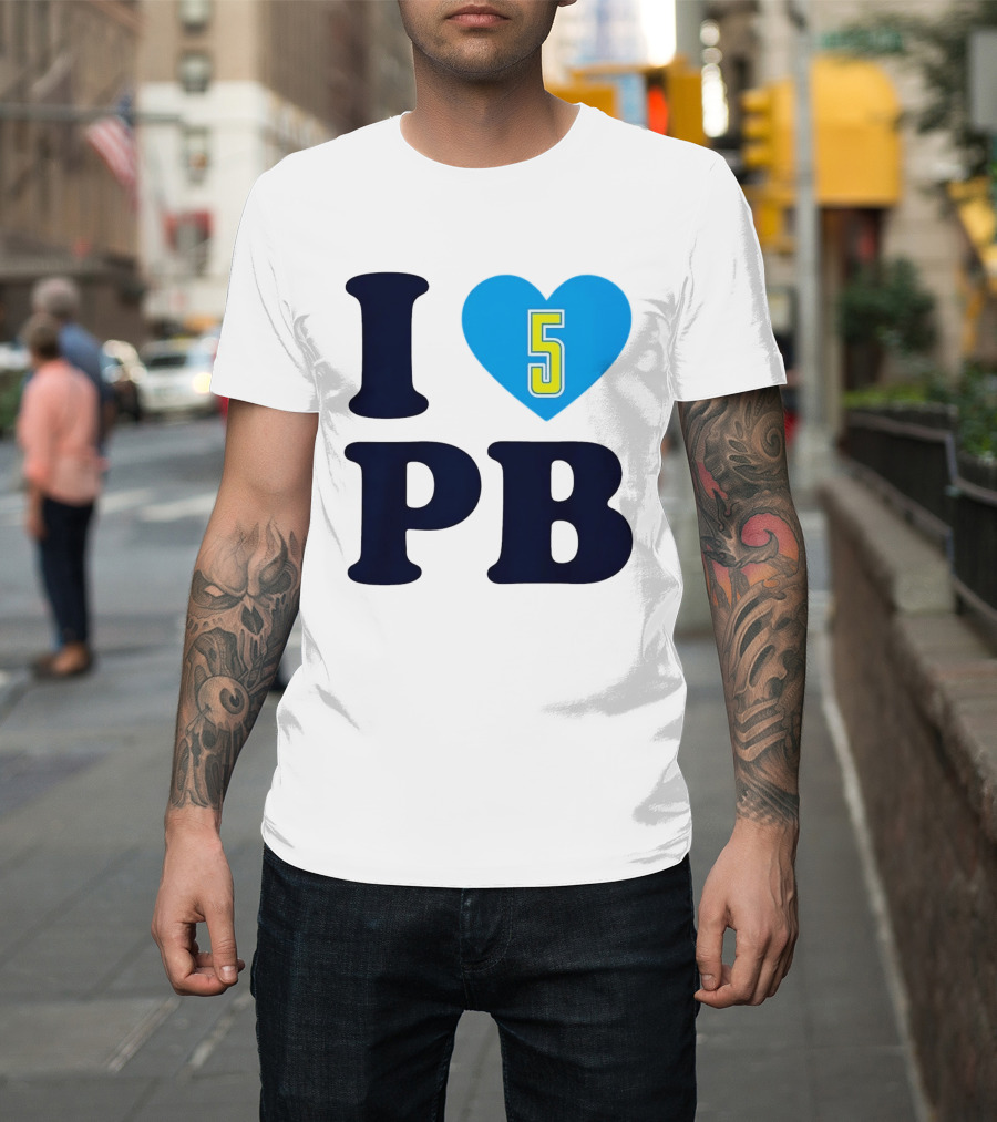 I Love PB Heart 5 Blue And Yellow T-Shirt