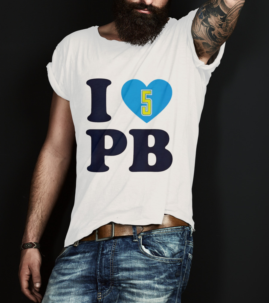 I Love PB Heart 5 Blue And Yellow T-Shirt