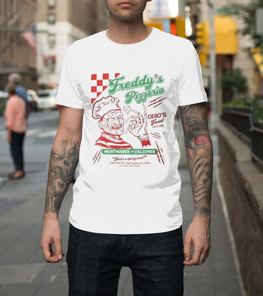 Freddy's Pizzeria Nightmares Calzones Spicy Ohio's Finest Springwood T-Shirt