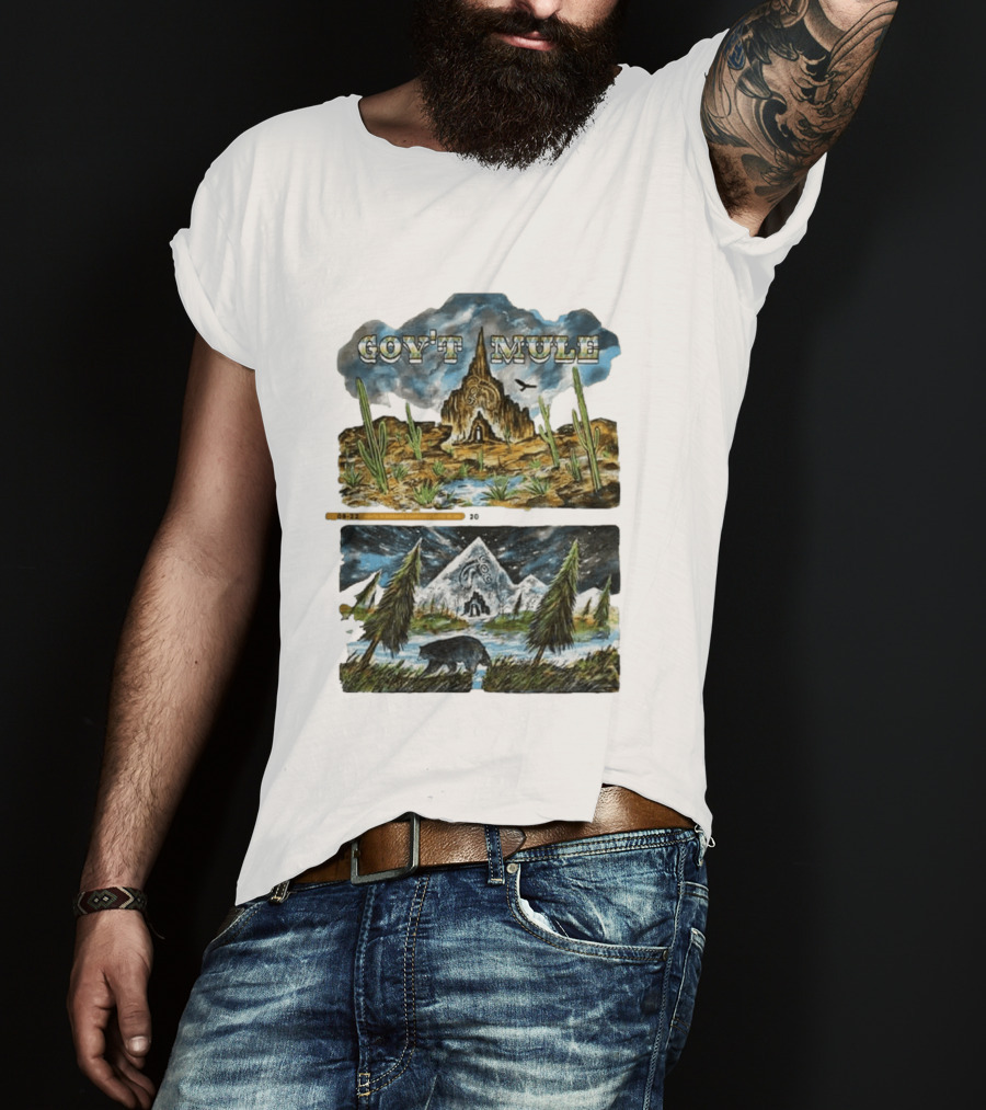 Govt Mule Two Night Kicking In Your Stall 2026 Santa Fe Aug 22 Vail Aug 23 Desert Scene Bear Mountain T-Shirt