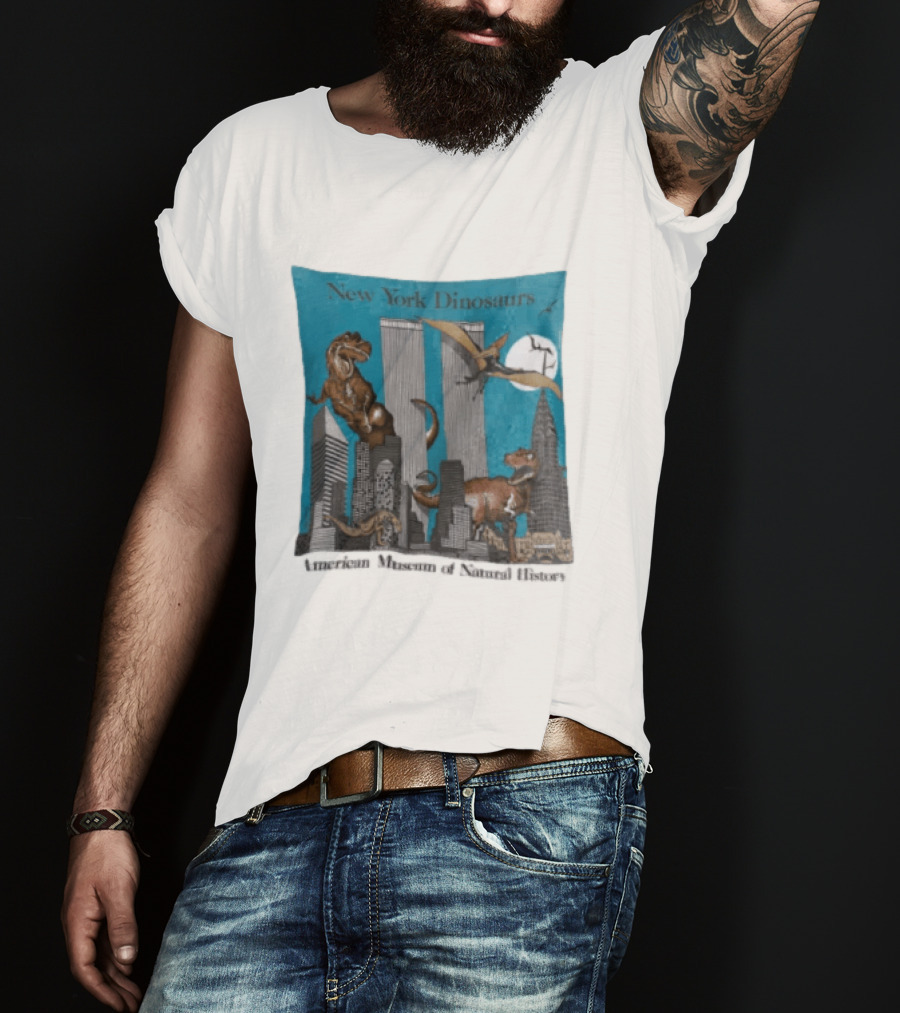 New York Dinosaurs American Museum Of Natural History Twin Towers Scene T-Shirt