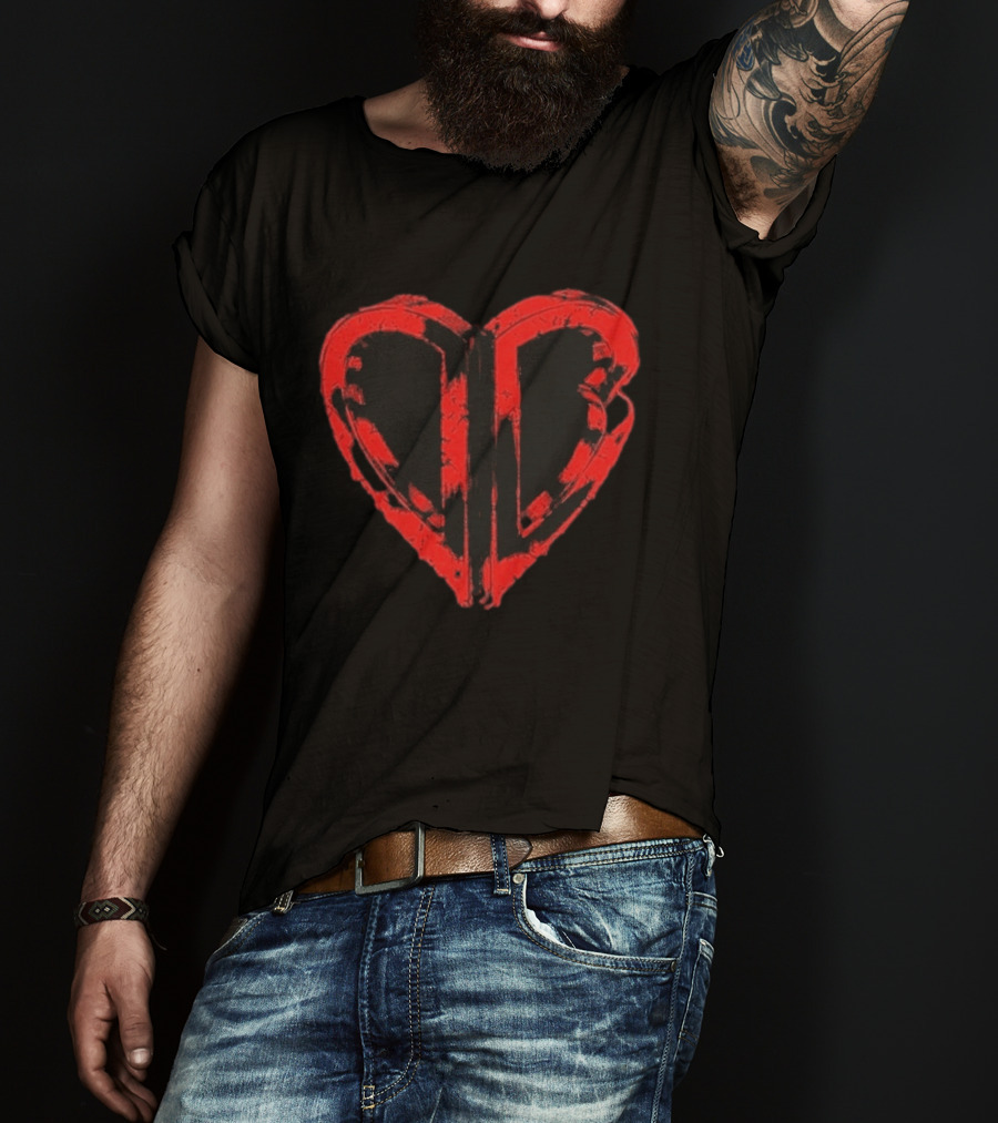 50cent Inferno Red DB Villain Distorted Heart T-Shirt