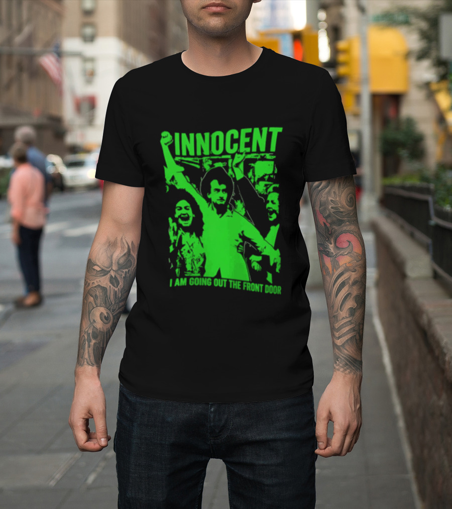 Innocent I Am Going Out The Front Door Retro Style People In Motion T-Shirt
