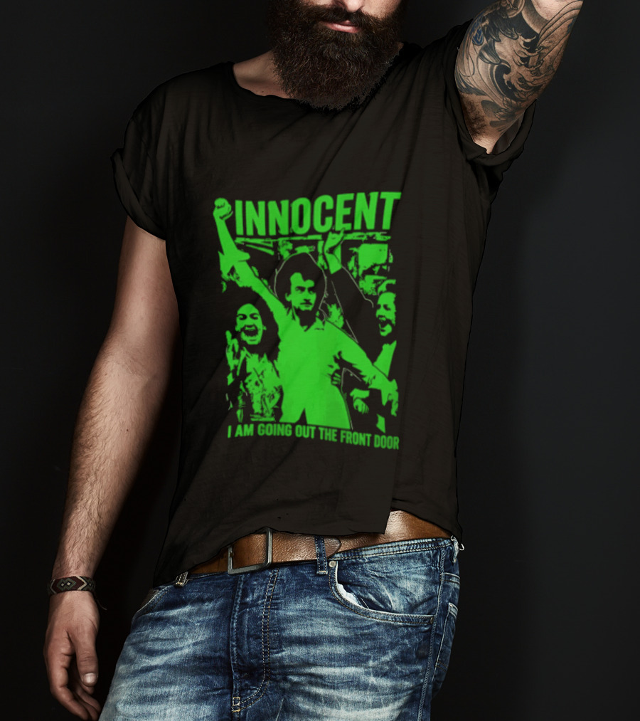 Innocent I Am Going Out The Front Door Retro Style People In Motion T-Shirt