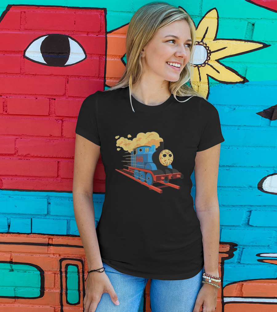 Thomas The Tank Engine Jason Voorhees Mask 666 Railway To Hell T-Shirt