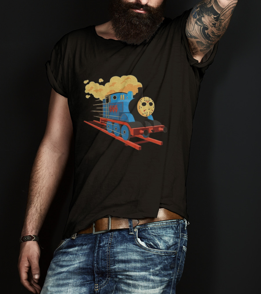 Thomas The Tank Engine Jason Voorhees Mask 666 Railway To Hell T-Shirt