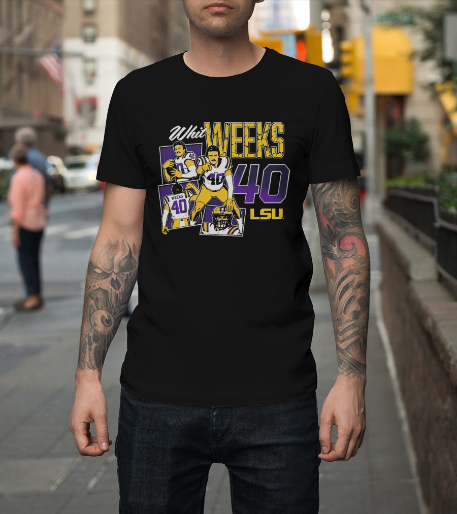 Whit Weeks LSU Tigers Number 40 College Football Collage T-Shirt