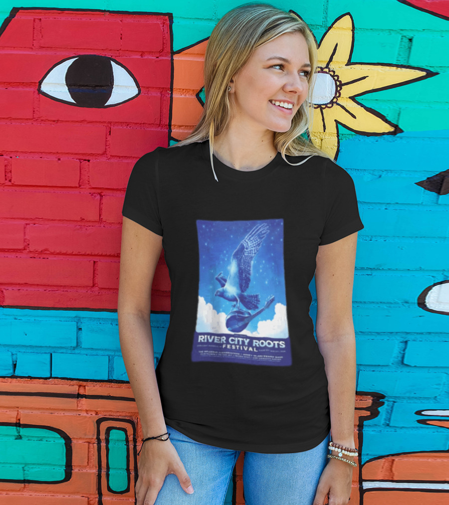 River City Roots Festival 2026 Missoula MT 20th Annual Event Bird And Mandolin T-Shirt