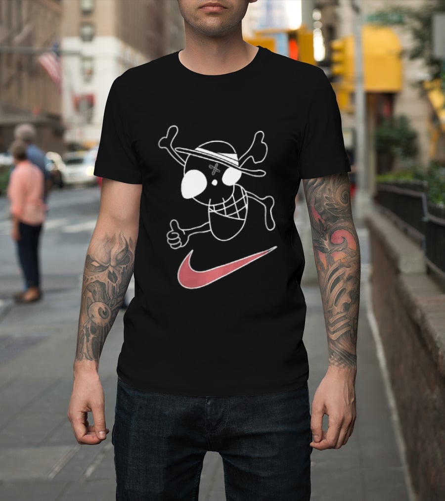 Pirate Straw Hat Skull Thumbs Up Nike T-Shirt