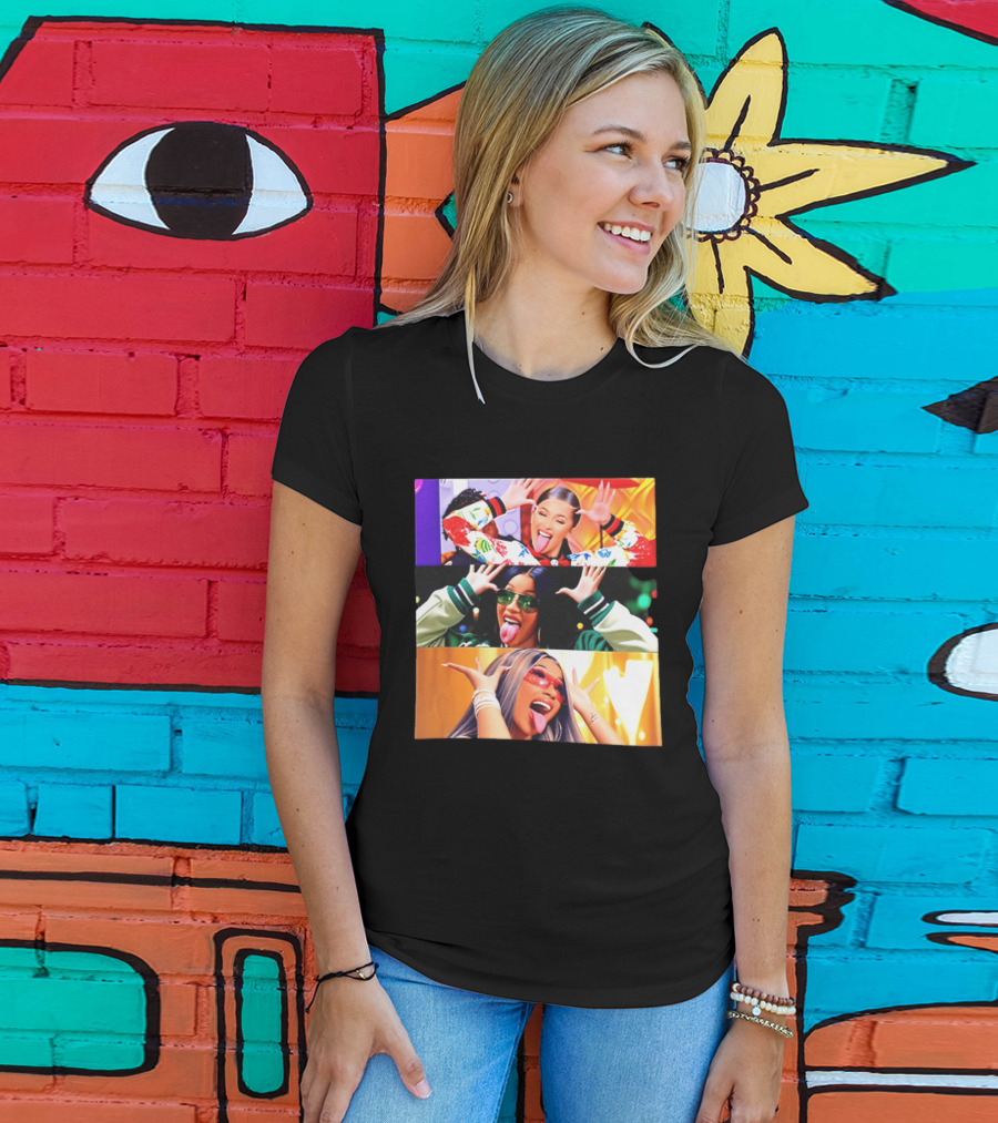 Cardi B Funny Faces Tongue Out Rapper Hip Hop Celebrity T-Shirt