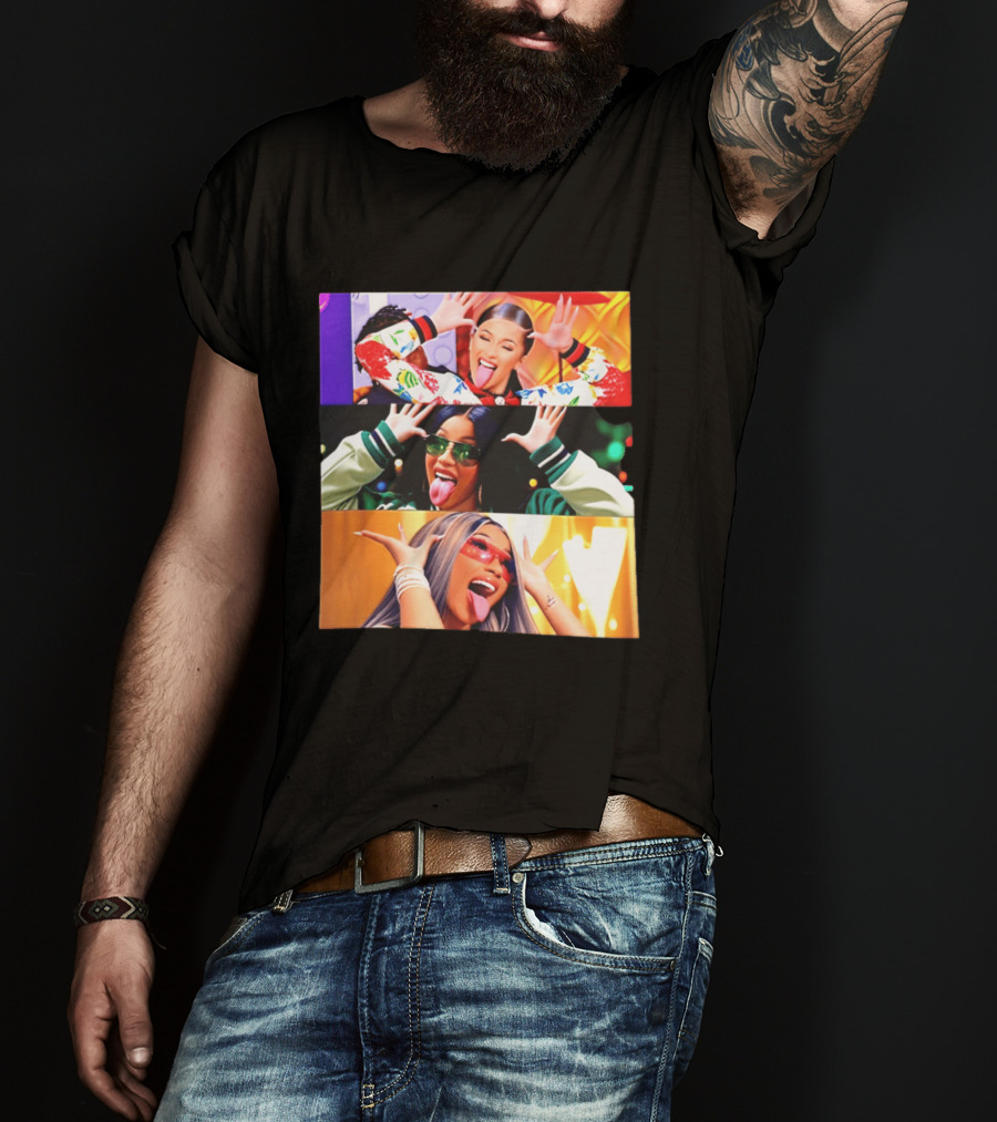 Cardi B Funny Faces Tongue Out Rapper Hip Hop Celebrity T-Shirt