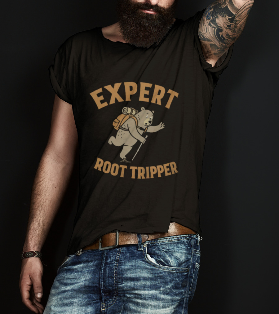 Expert Backpacking Bear Root Tripper Hiking Adventure T-Shirt