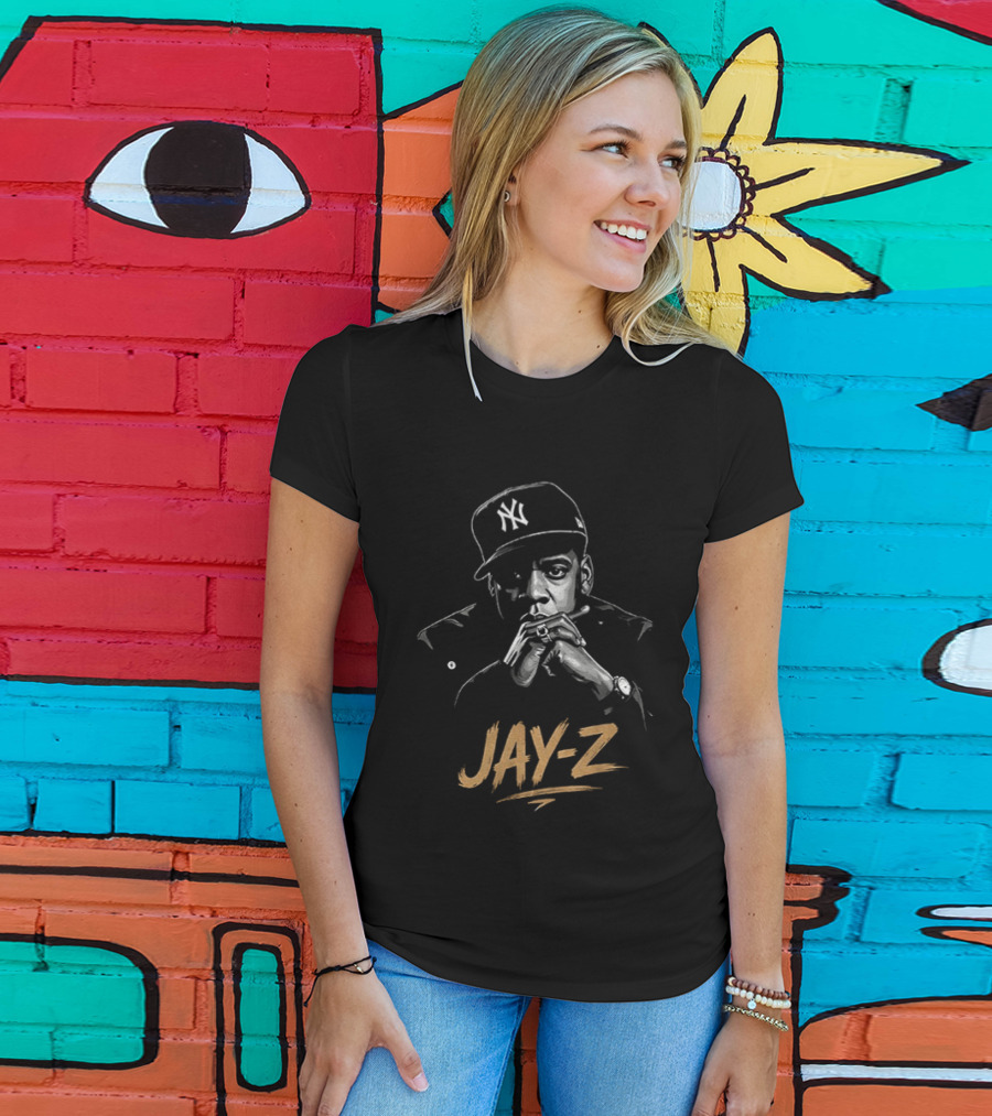 Jay Z Hip Hop Artist Featuring New York Yankees Cap T-Shirt