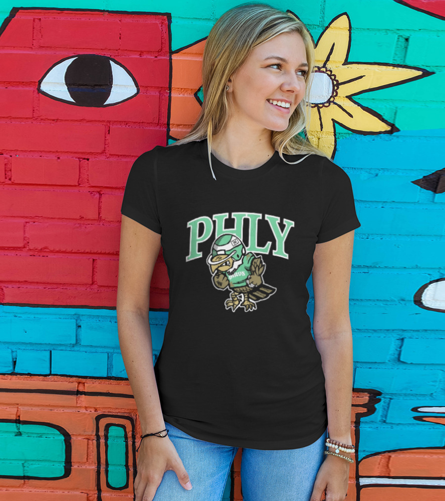 Philadelphia Eagles Phly Birds Cartoon Football Helmet Crewneck T-Shirt