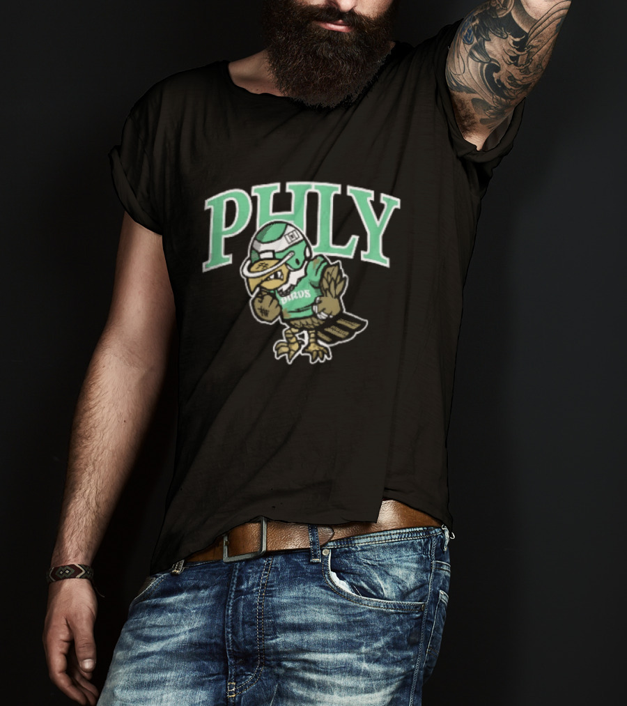Philadelphia Eagles Phly Birds Cartoon Football Helmet Crewneck T-Shirt