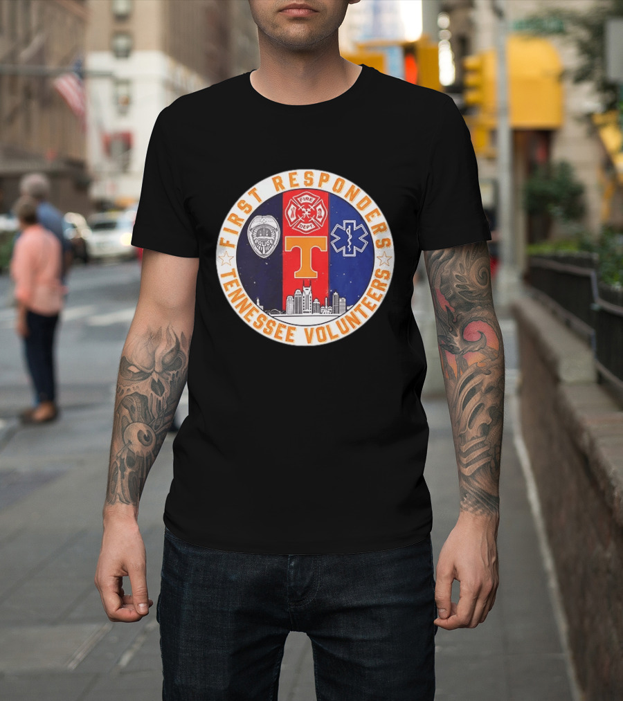 Tennessee Volunteers First Responders Police Fire EMS Skyline T-Shirt