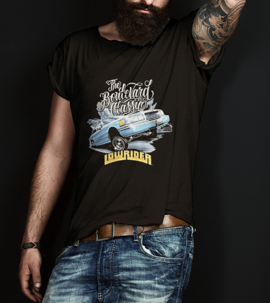 The Boulevard Classic Lowrider Lowrider Light Blue Bouncing Car Smoke T-Shirt