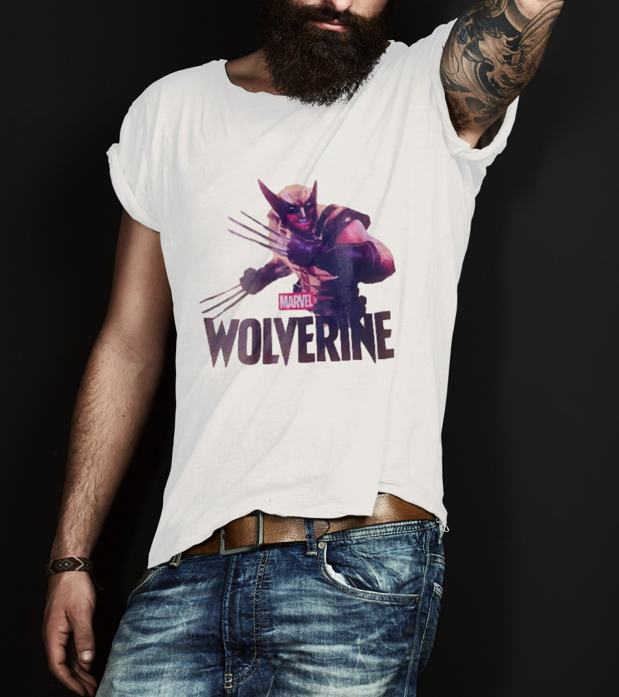 Marvel Wolverine Masked Superhero Claws Extended Purple Glow T-Shirt