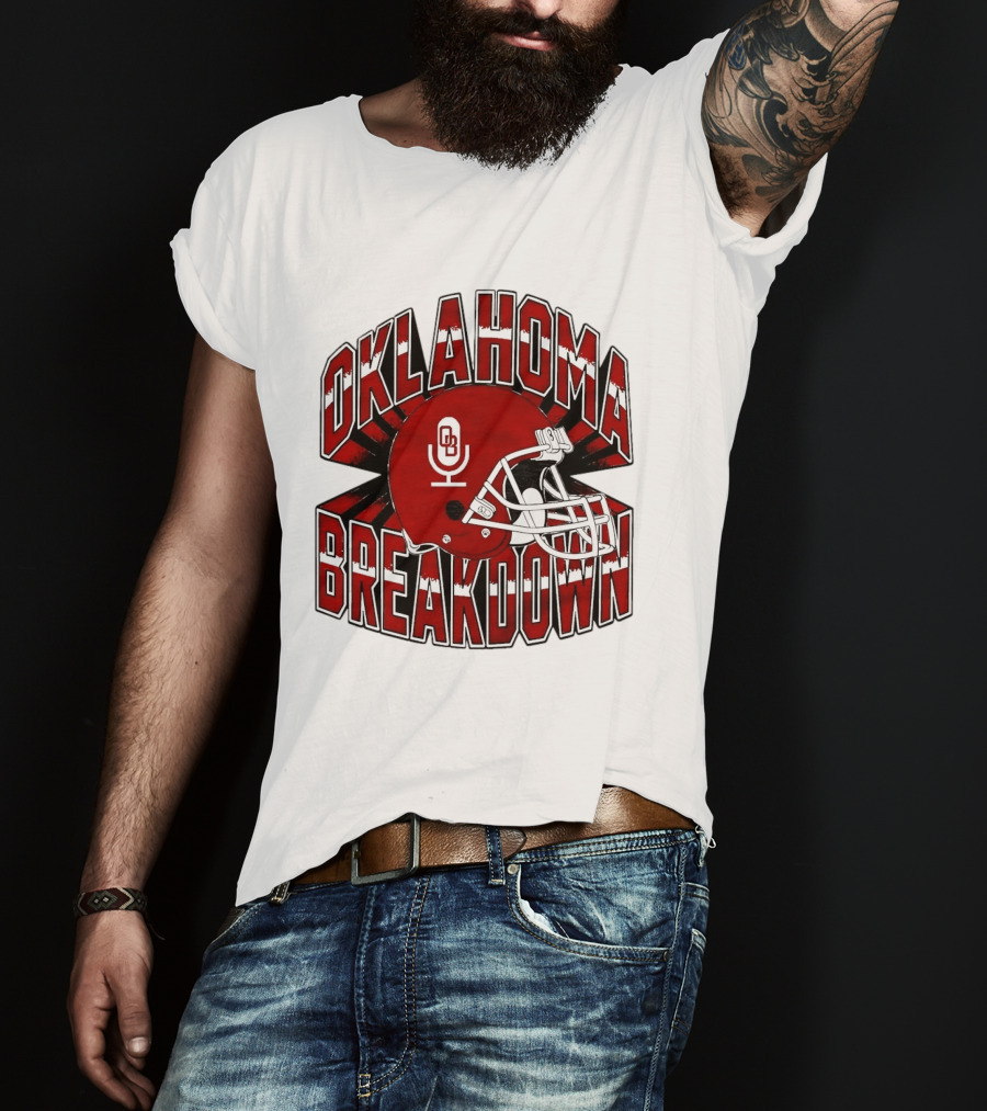 Oklahoma Breakdown Football Helmet OB Podcast T-Shirt