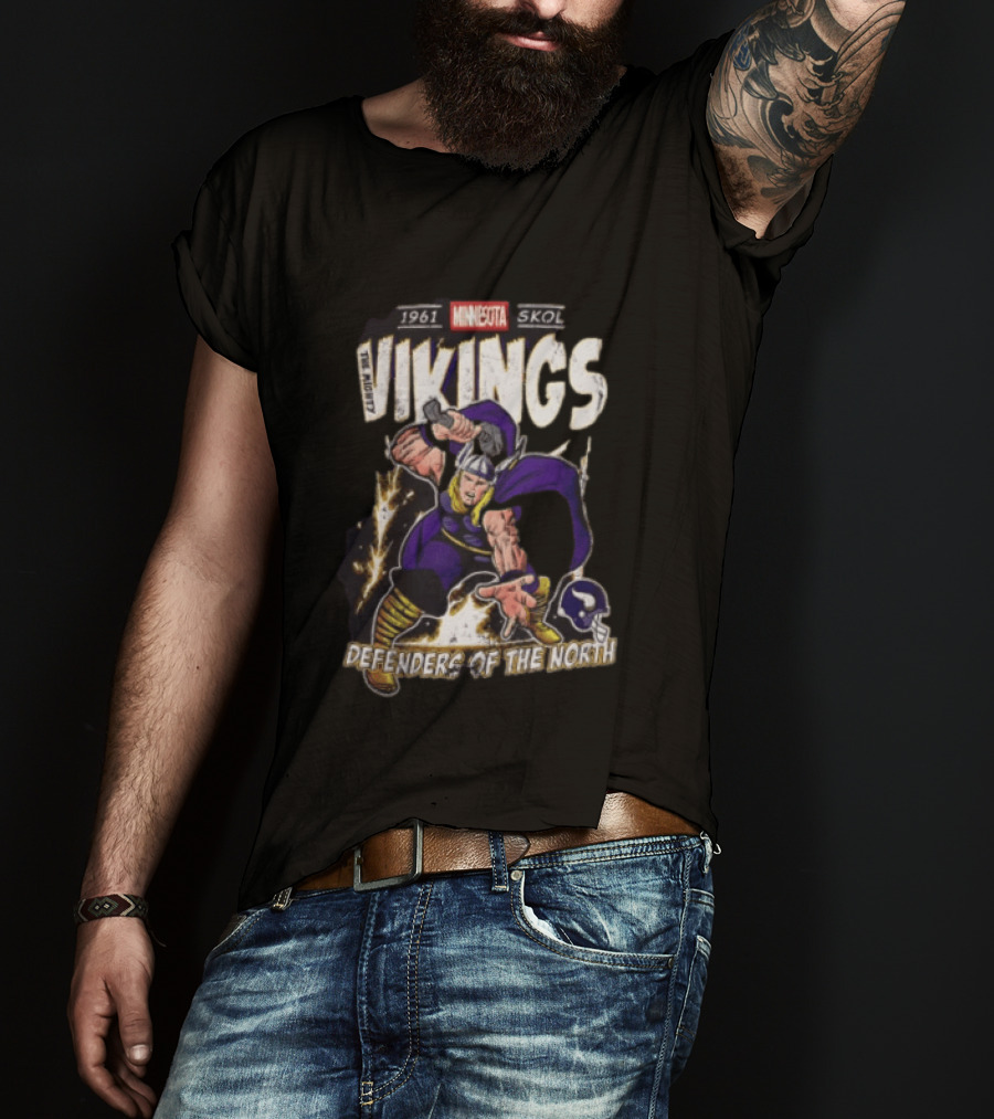 1961 Minnesota Vikings Skol The Mighty Vikings Defenders Of The North T-Shirt