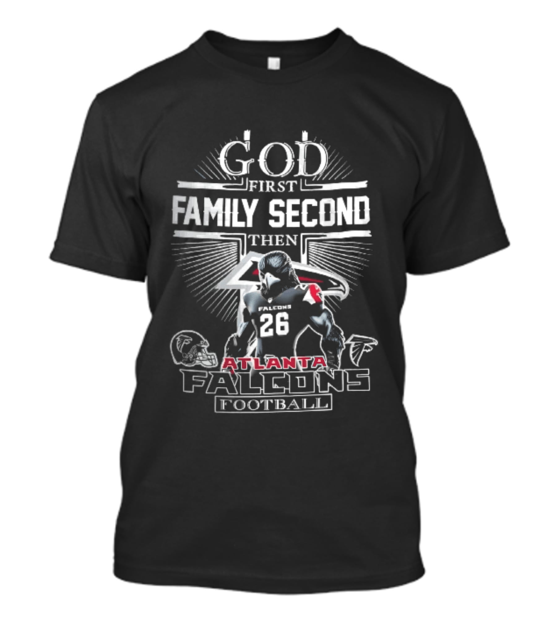 Atlanta Falcons God First Family Second Then Football Jersey 26 Helmet T-Shirt