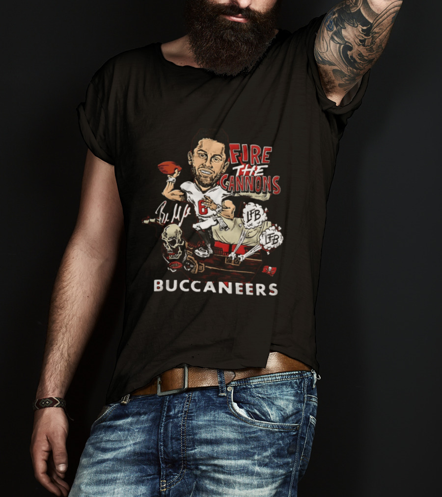 Baker Mayfield Tampa Bay Buccaneers Fire The Cannons LFB Skull Football Caricature T-Shirt