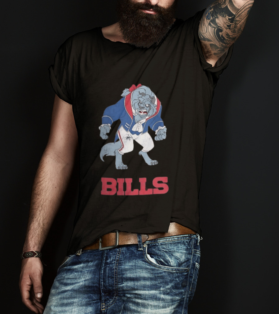 Buffalo Bills Distressed Cartoon Beast Snarling BILLS T-Shirt