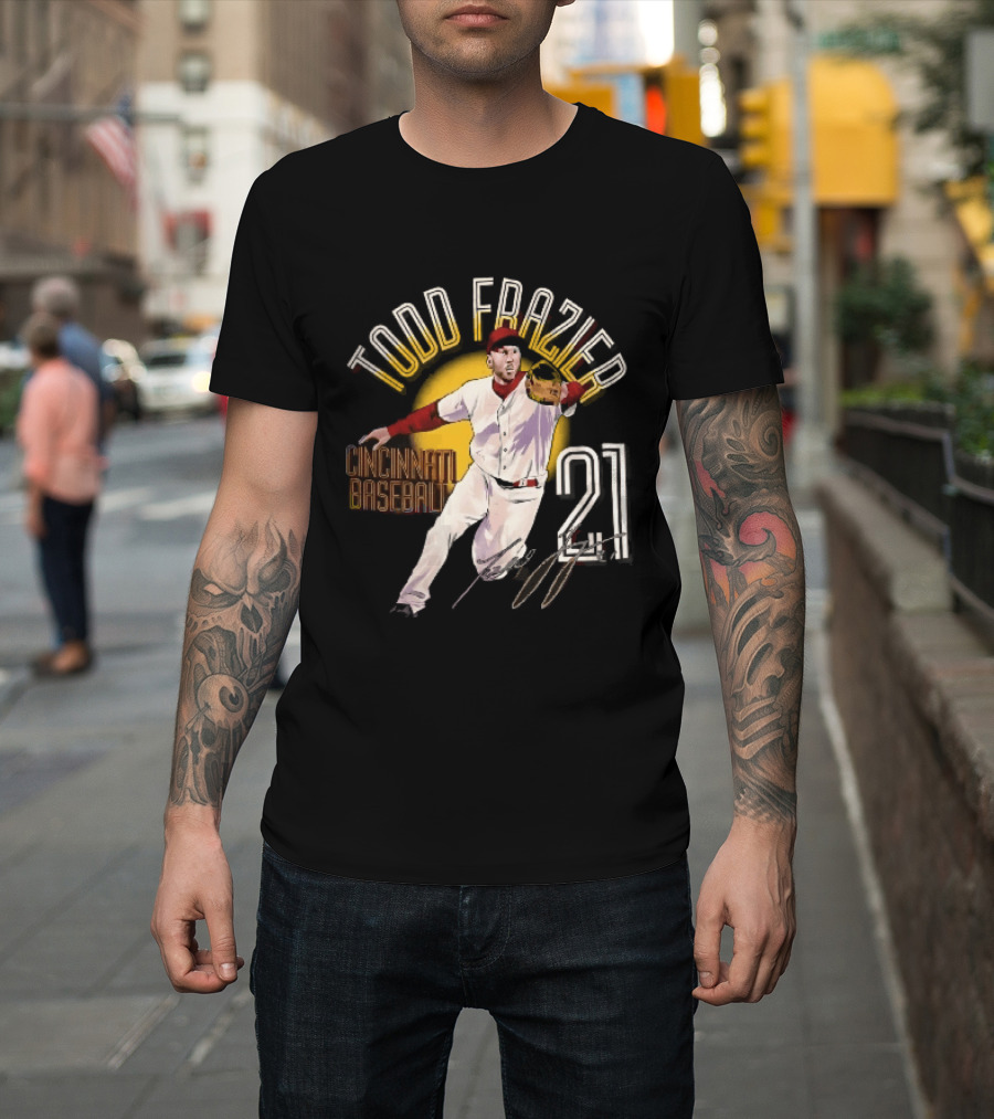 Todd Frazier Cincinnati Baseball 21 Fielding Yellow Sun T-Shirt