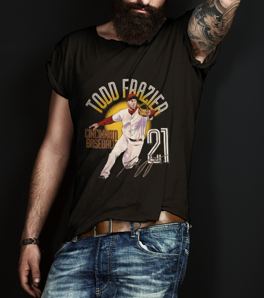 Todd Frazier Cincinnati Baseball 21 Fielding Yellow Sun T-Shirt