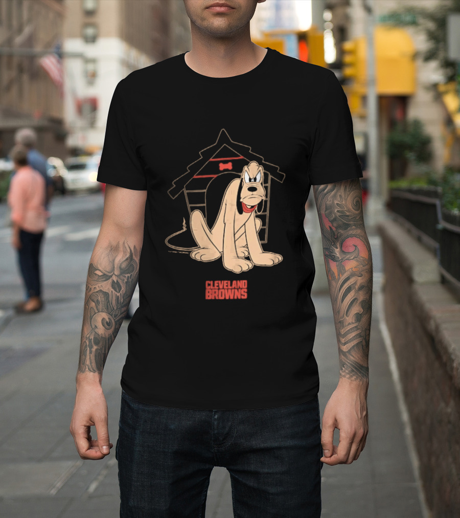 Cleveland Browns Angry Pluto Disney Cartoon Dog Doghouse T-Shirt