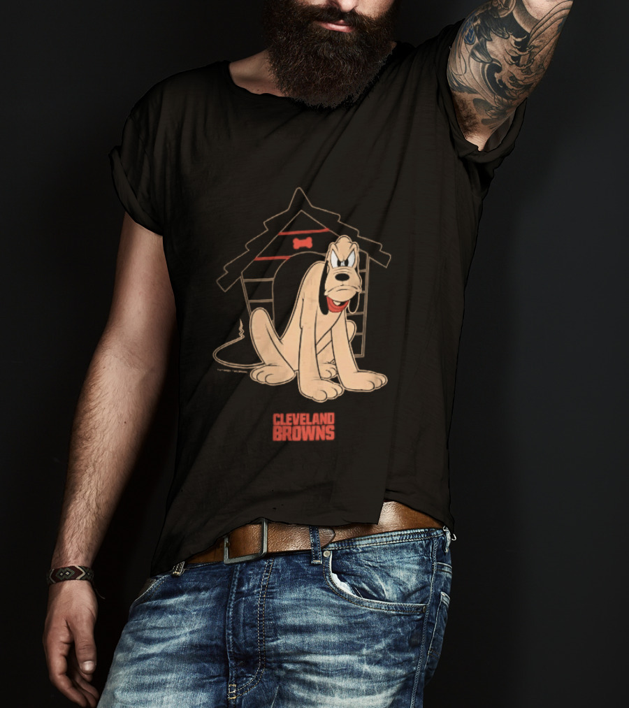 Cleveland Browns Angry Pluto Disney Cartoon Dog Doghouse T-Shirt