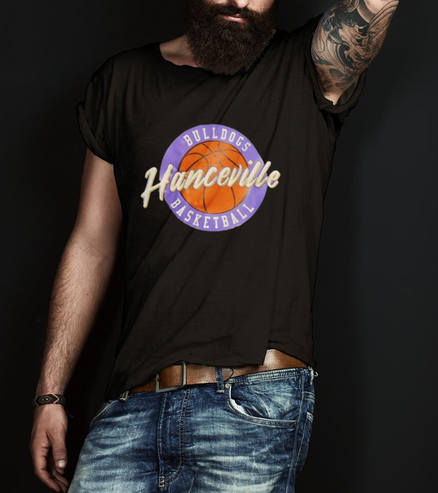 Hanceville Bulldogs Basketball Purple Circle Orange Ball T-Shirt