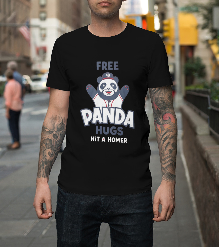 Free Panda Hugs Hit A Homer Baseball Number 48 T-Shirt