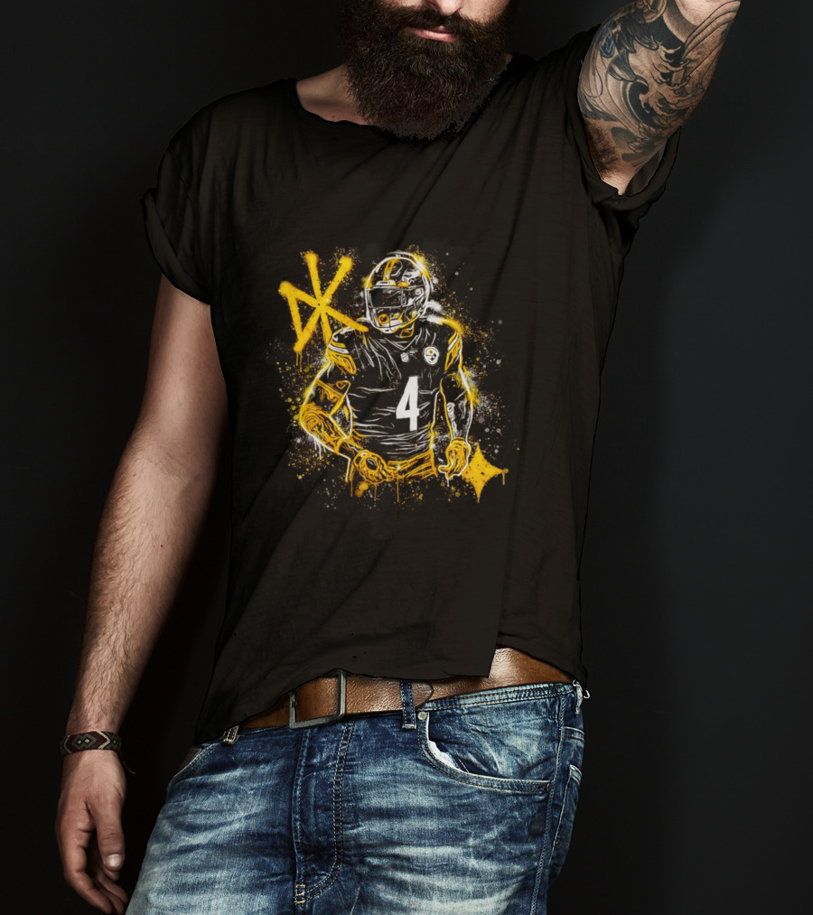 Pittsburgh Steelers Number 4 Player Graffiti T-Shirt