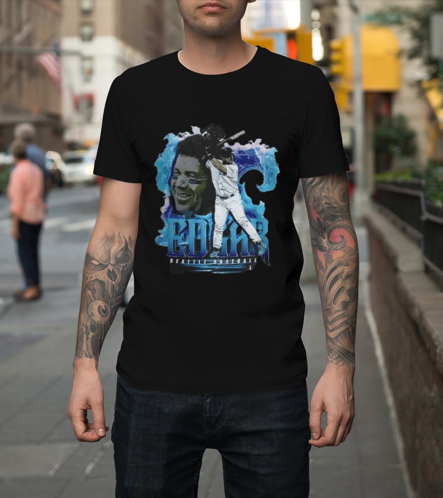 Edgar Seattle Baseball Batter Swinging Water Splash Bootleg T-Shirt