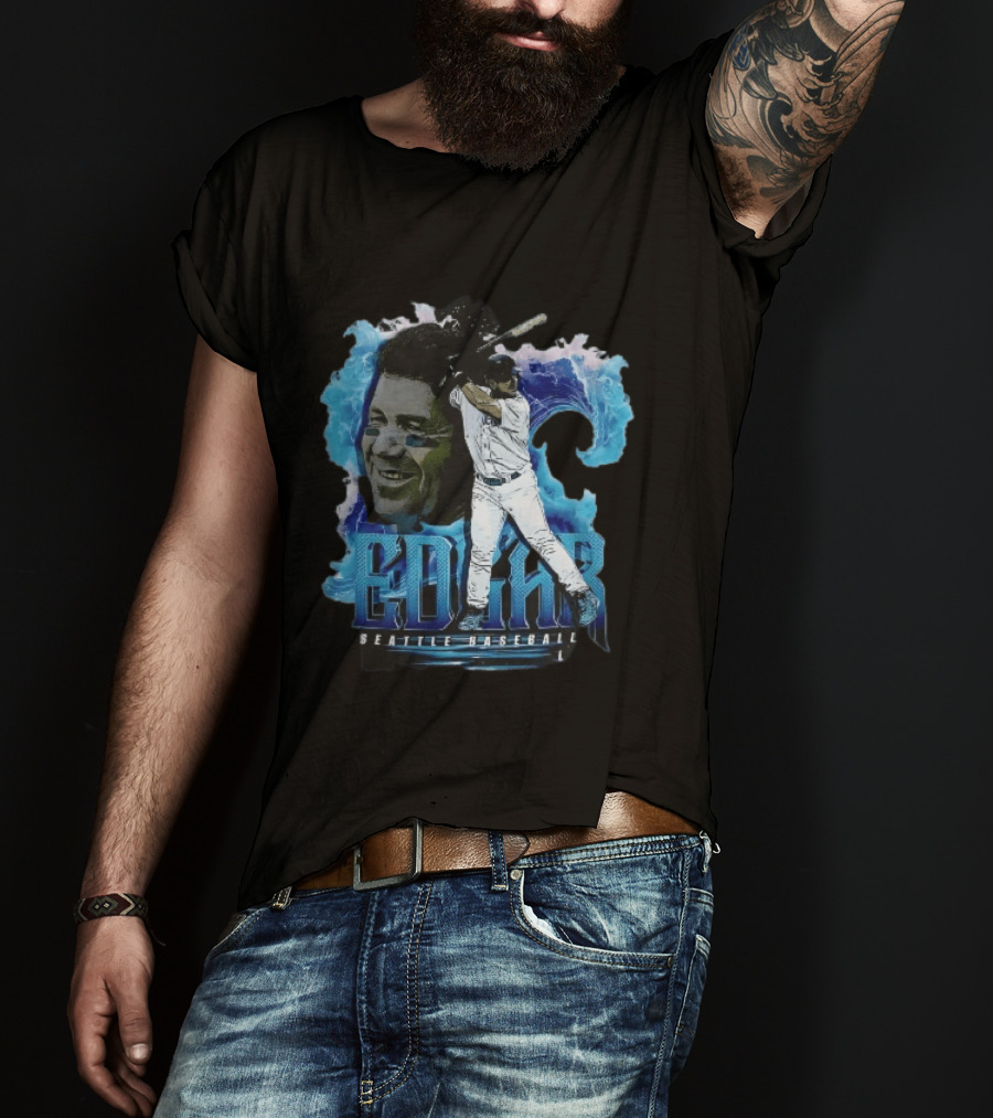 Edgar Seattle Baseball Batter Swinging Water Splash Bootleg T-Shirt