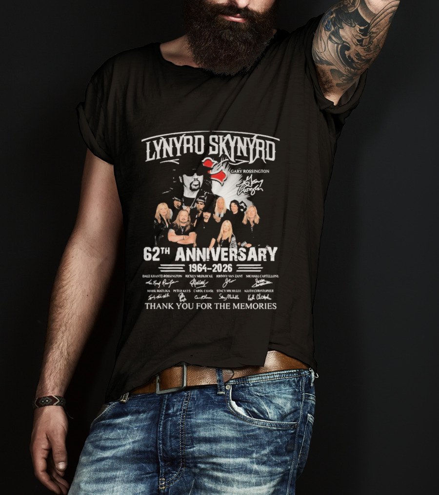 Lynyrd Skynyrd 62th Anniversary 1964 2026 Signatures Thank You For The Memories T-Shirt
