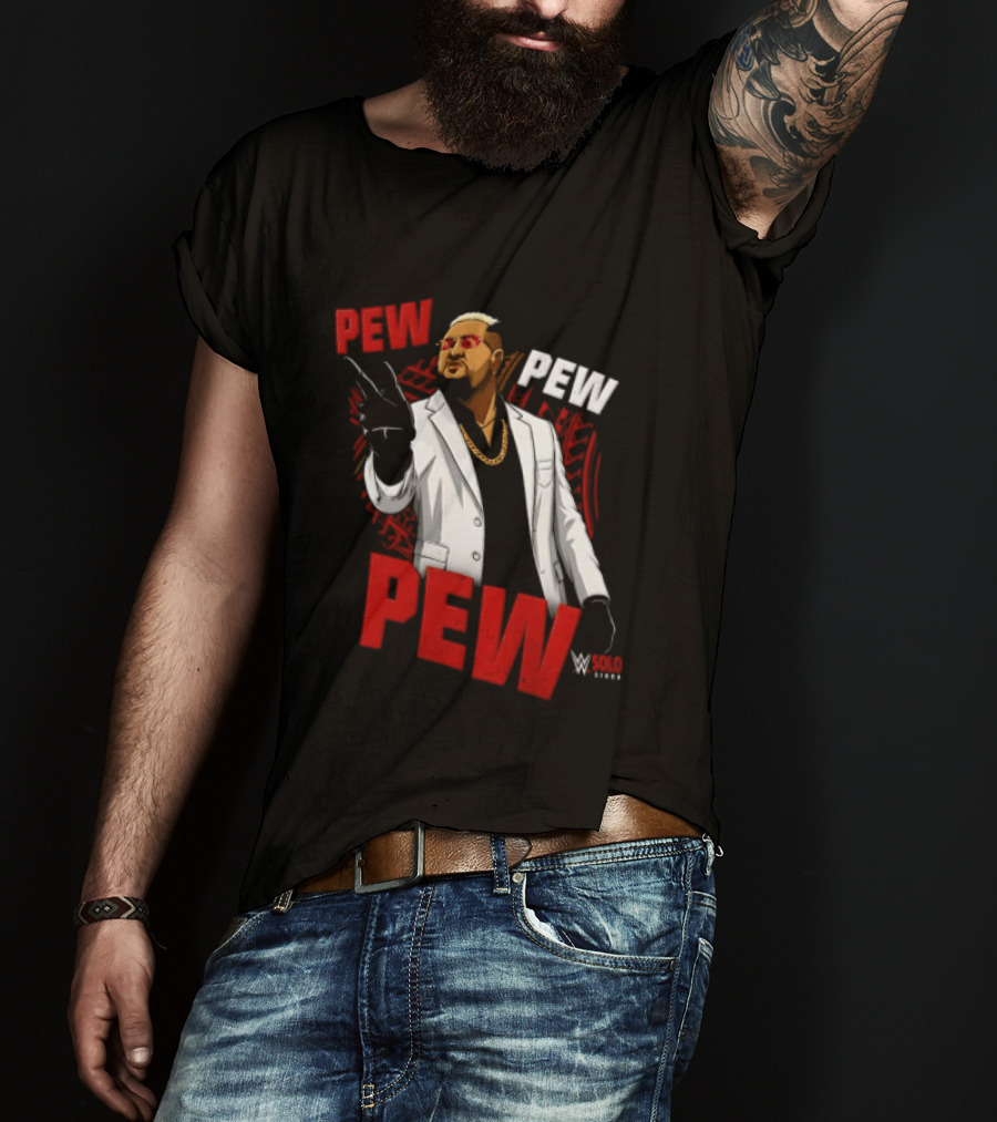 Solo Sikoa Pew Pew WWE Finger Guns White Suit Red Glasses T-Shirt