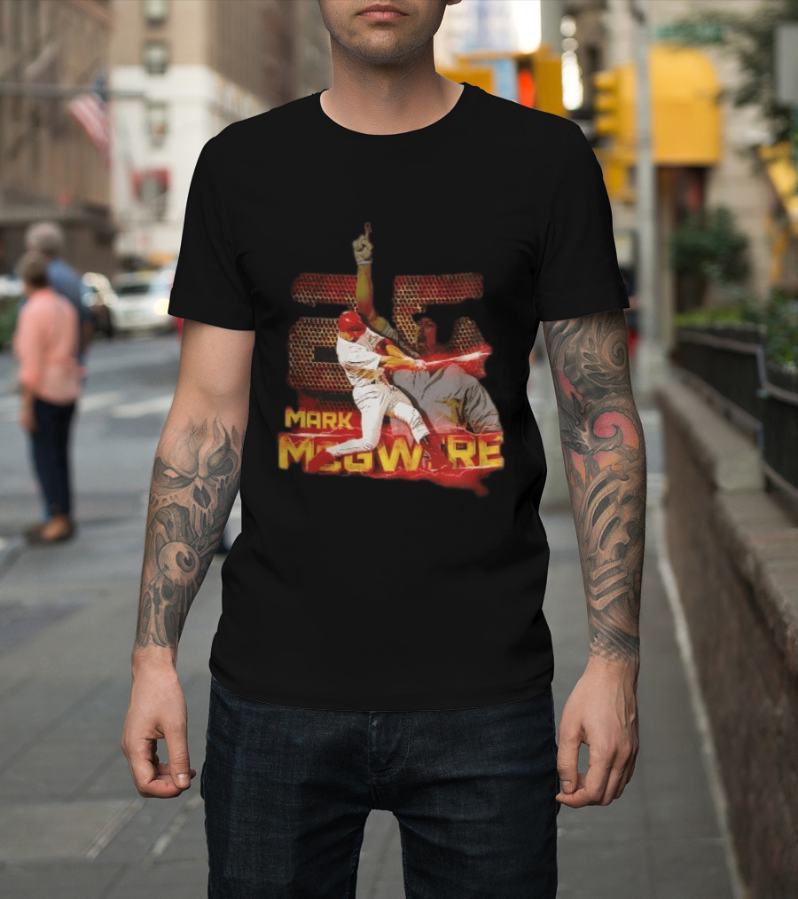 Mark McGwire Baseball Dynamic Red Lightning Swing T-Shirt
