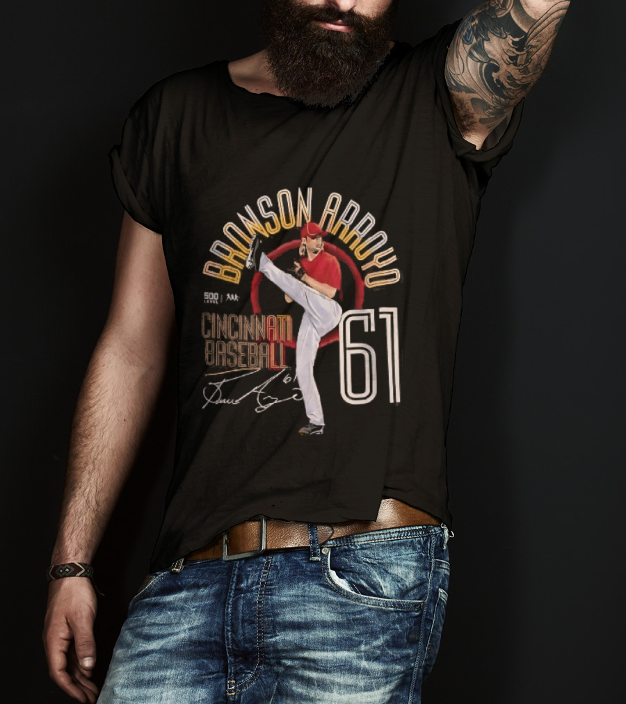 Cincinnati Baseball Bronson Arroyo 61 High Leg Kick T-Shirt
