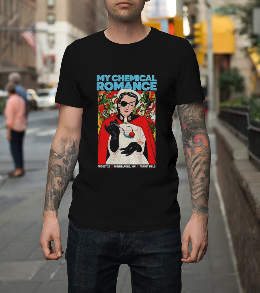 My Chemical Romance Nurse Eye Patch Cherry August 24 Minneapolis Target Field T-Shirt