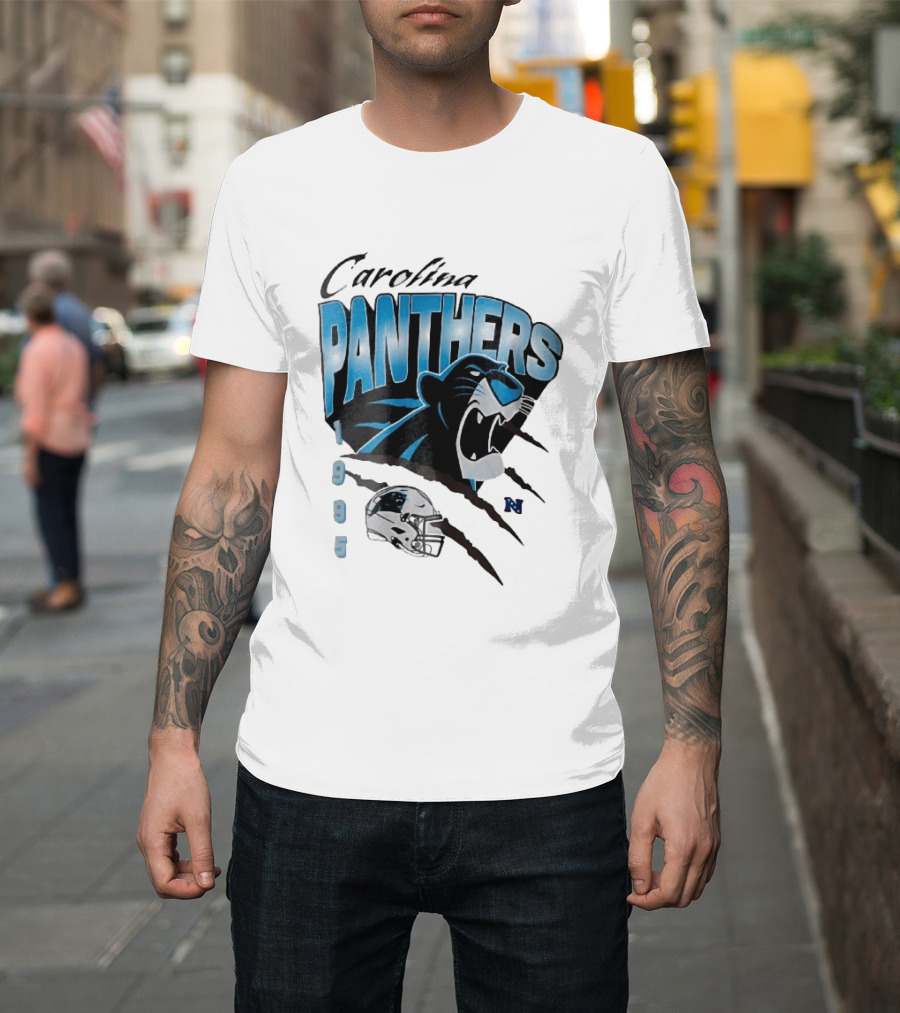 Carolina Panthers 1995 Roaring Head Claw Marks Football Helmet T-Shirt