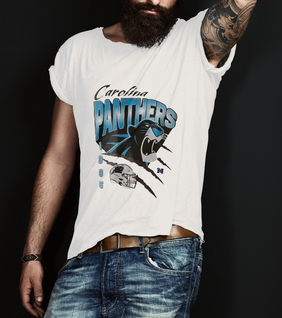 Carolina Panthers 1995 Roaring Head Claw Marks Football Helmet T-Shirt