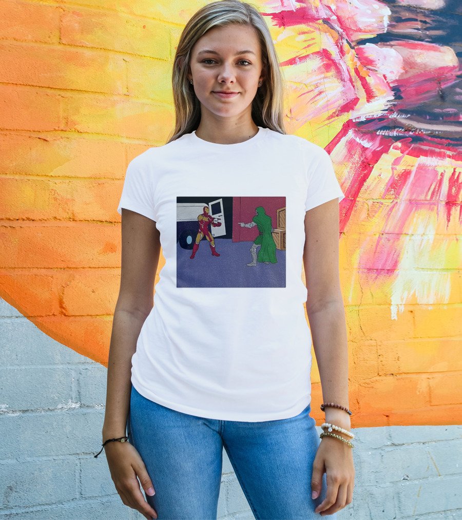 Doctor Doom Vs Ironman Pointing Meme Standoff T-Shirt