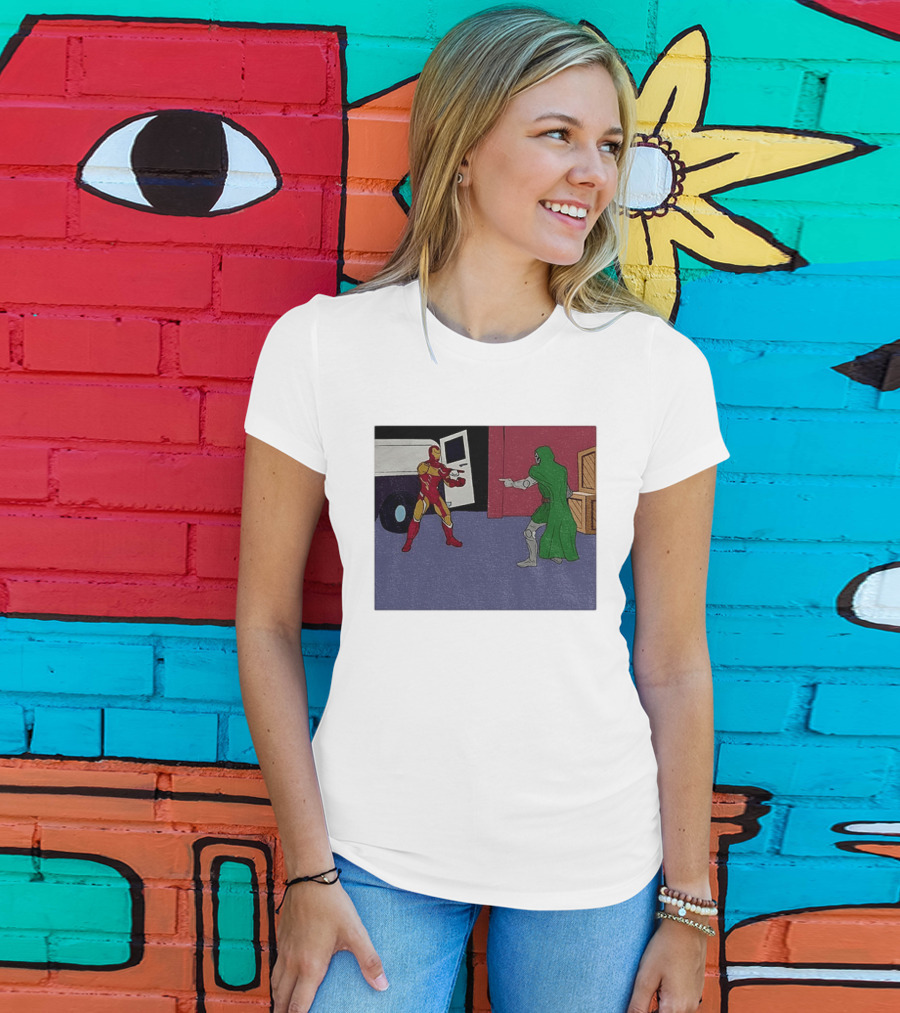 Doctor Doom Vs Ironman Pointing Meme Standoff T-Shirt