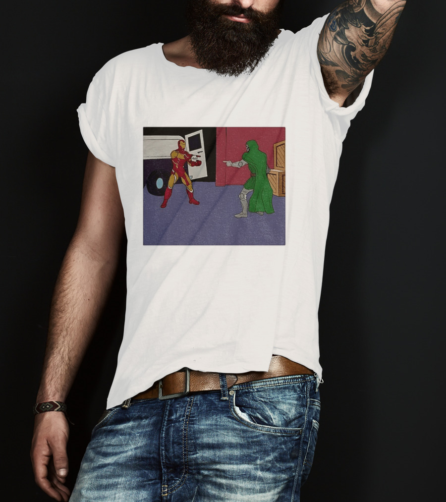 Doctor Doom Vs Ironman Pointing Meme Standoff T-Shirt