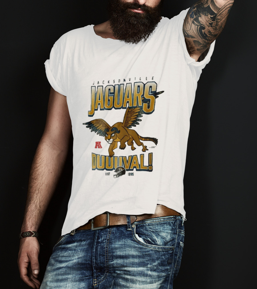 Jacksonville Jaguars Duuuval Winged Creature Est 1995 Football Helmet Cartoon T-Shirt