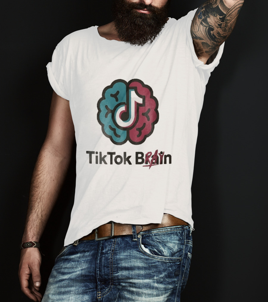 TikTok Brain Rot Teal Pink Hemispheres Music Note T-Shirt